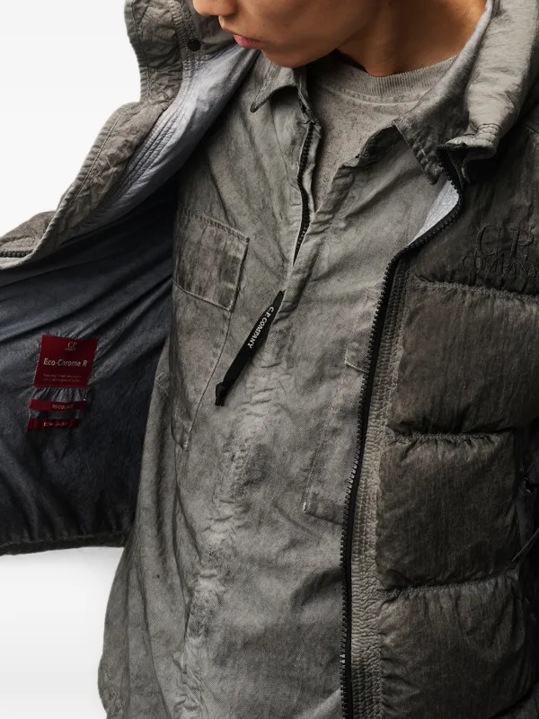 C.P. Company Eco-Chrome R Mixed Hooded Down Gilet | Grey | FARFETCH