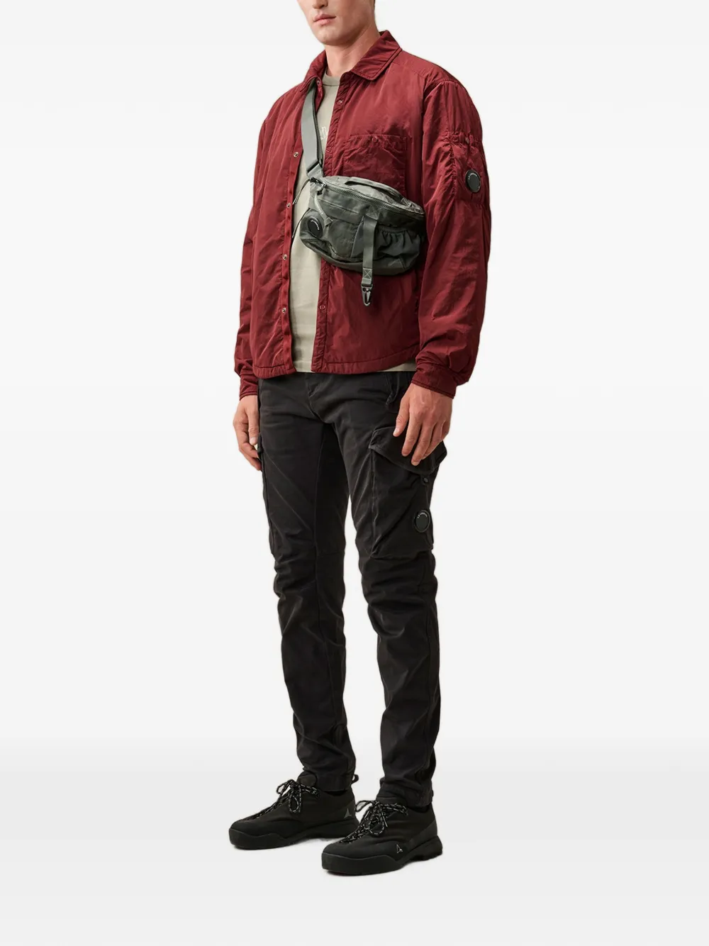 C.P. Company Chrome-R Lens gewatteerd shirtjack met knopen Rood