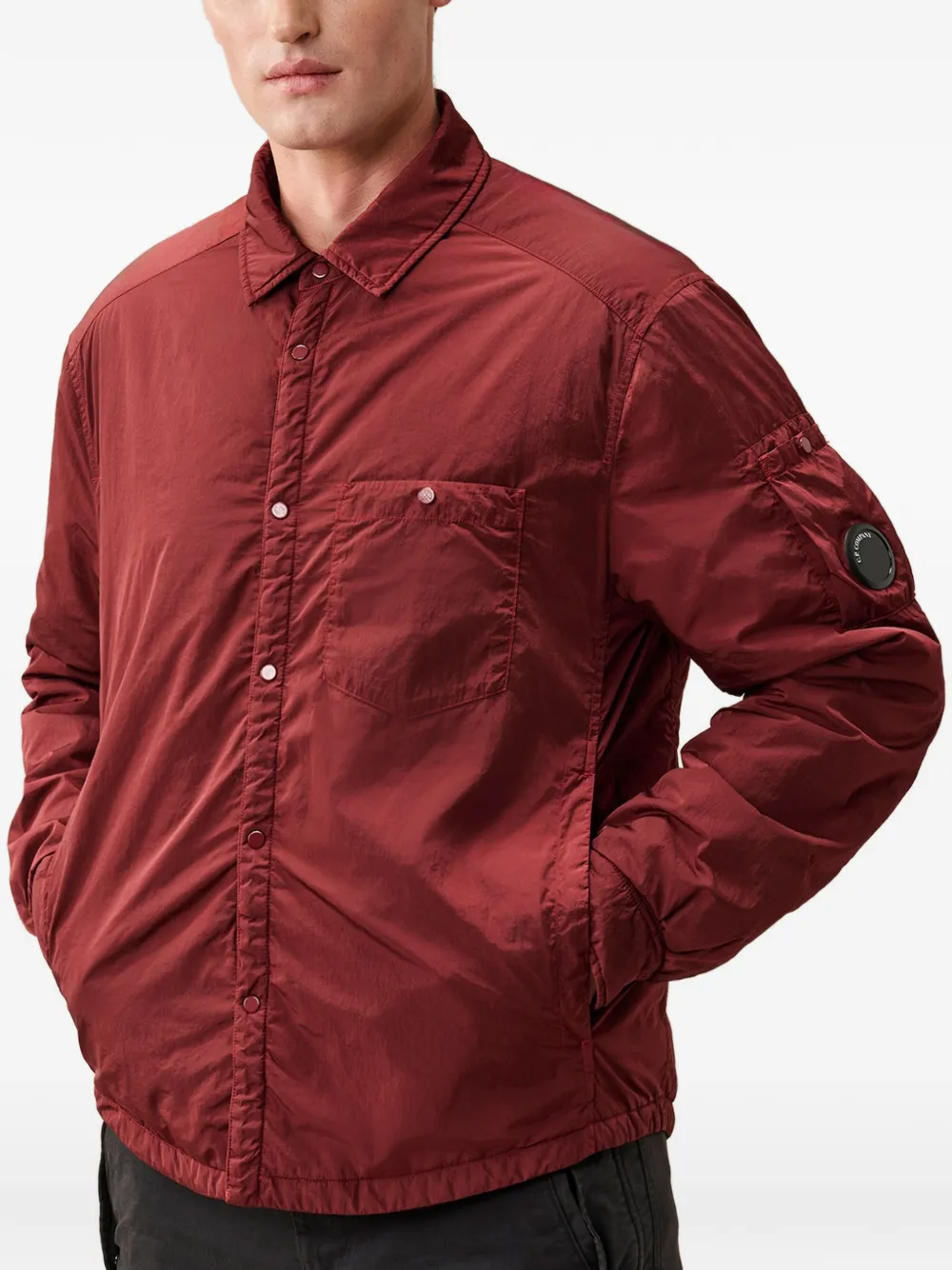 C.P. Company Chrome-R Lens gewatteerd shirtjack met knopen Rood