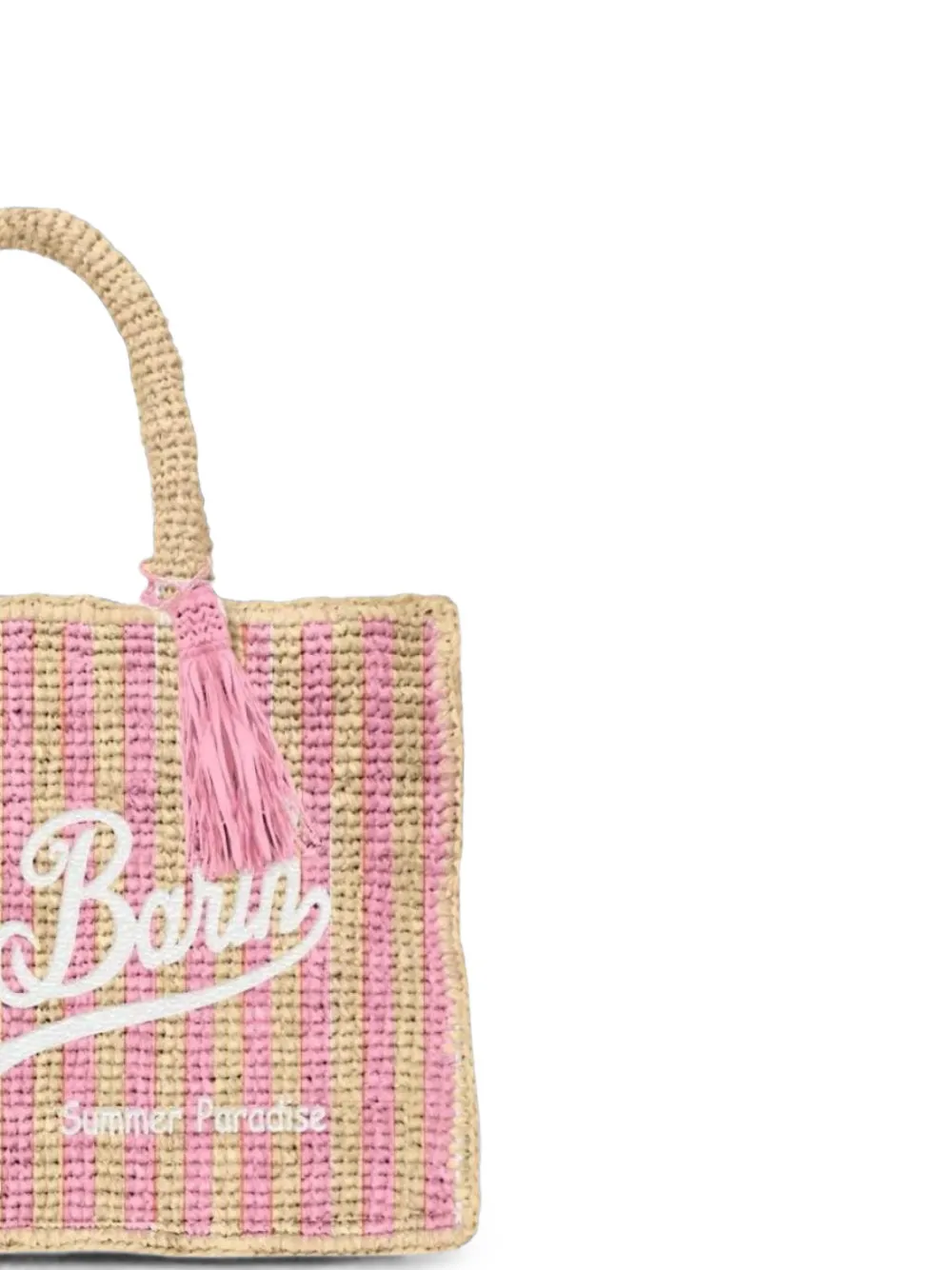 MC2 Saint Barth Collette gestreepte raffia shopper Beige