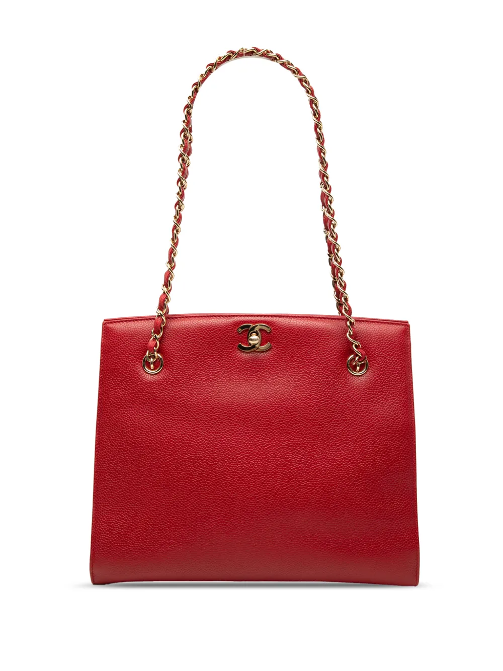 CHANEL Pre-Owned 1997-1999 CC Caviar Turn Lock Chain tote bag - Rosso
