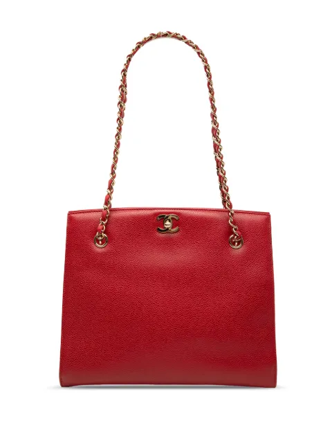 CHANEL Pre-Owned 1997-1999 CC Caviar Turn Lock Chain tote bag