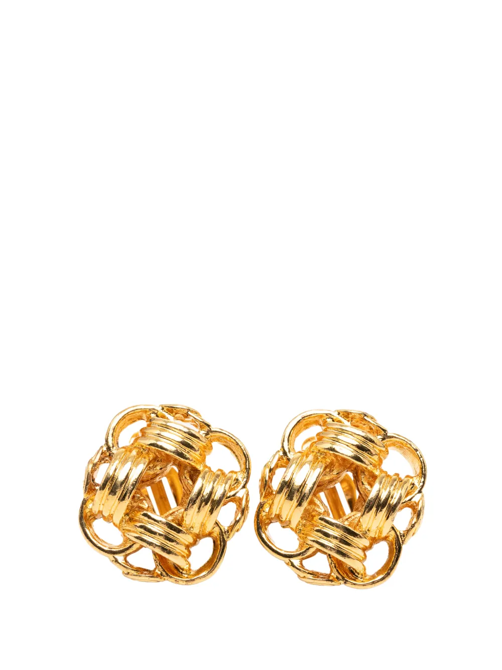 CHANEL Pre-Owned 1996 CC Gold Plated Knot Clip On Earrings costume earrings - Oro