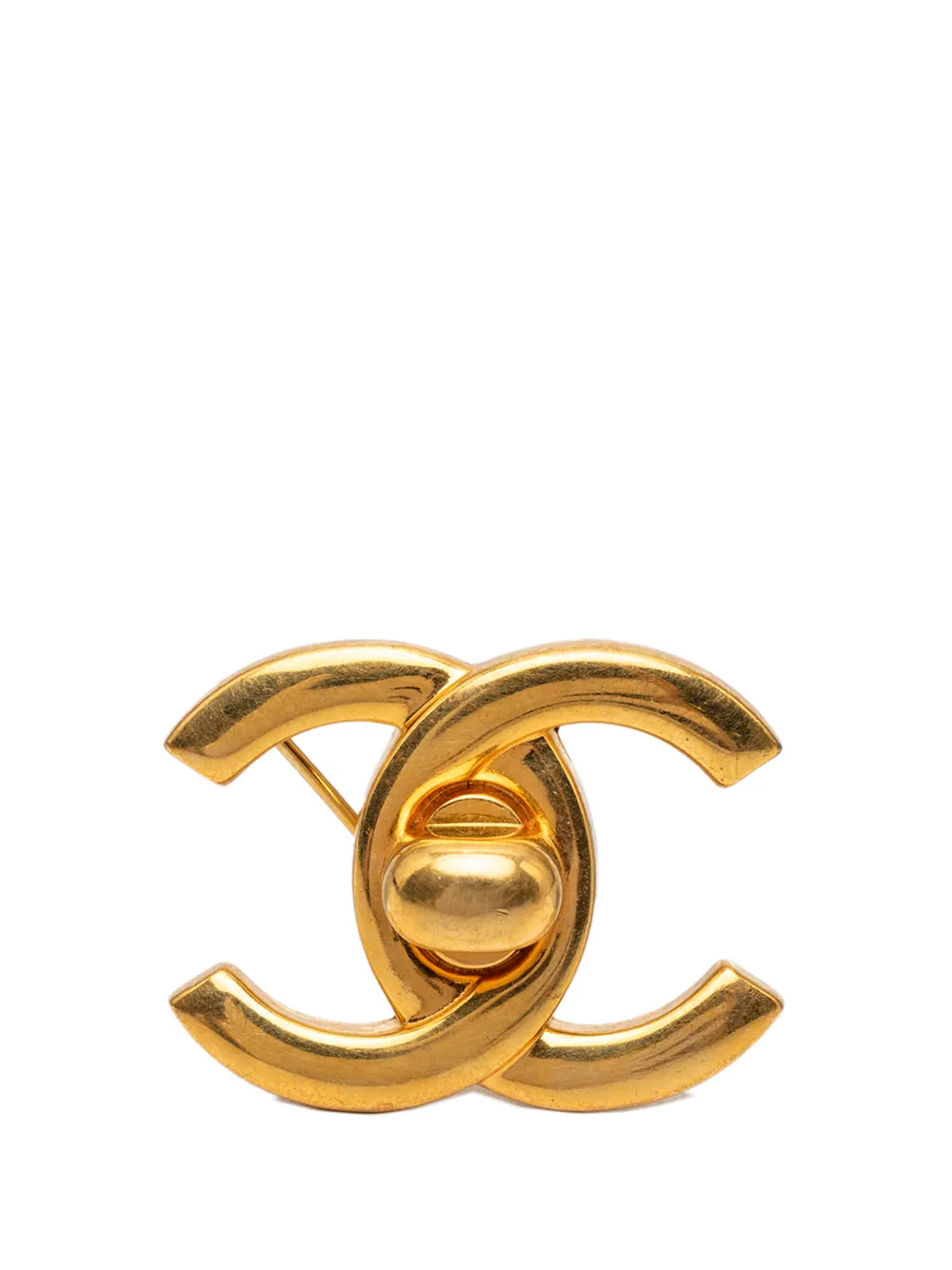 CHANEL Pre-Owned 1997 CC Gold Plated Turn Lock Brooch costume brooch - Oro