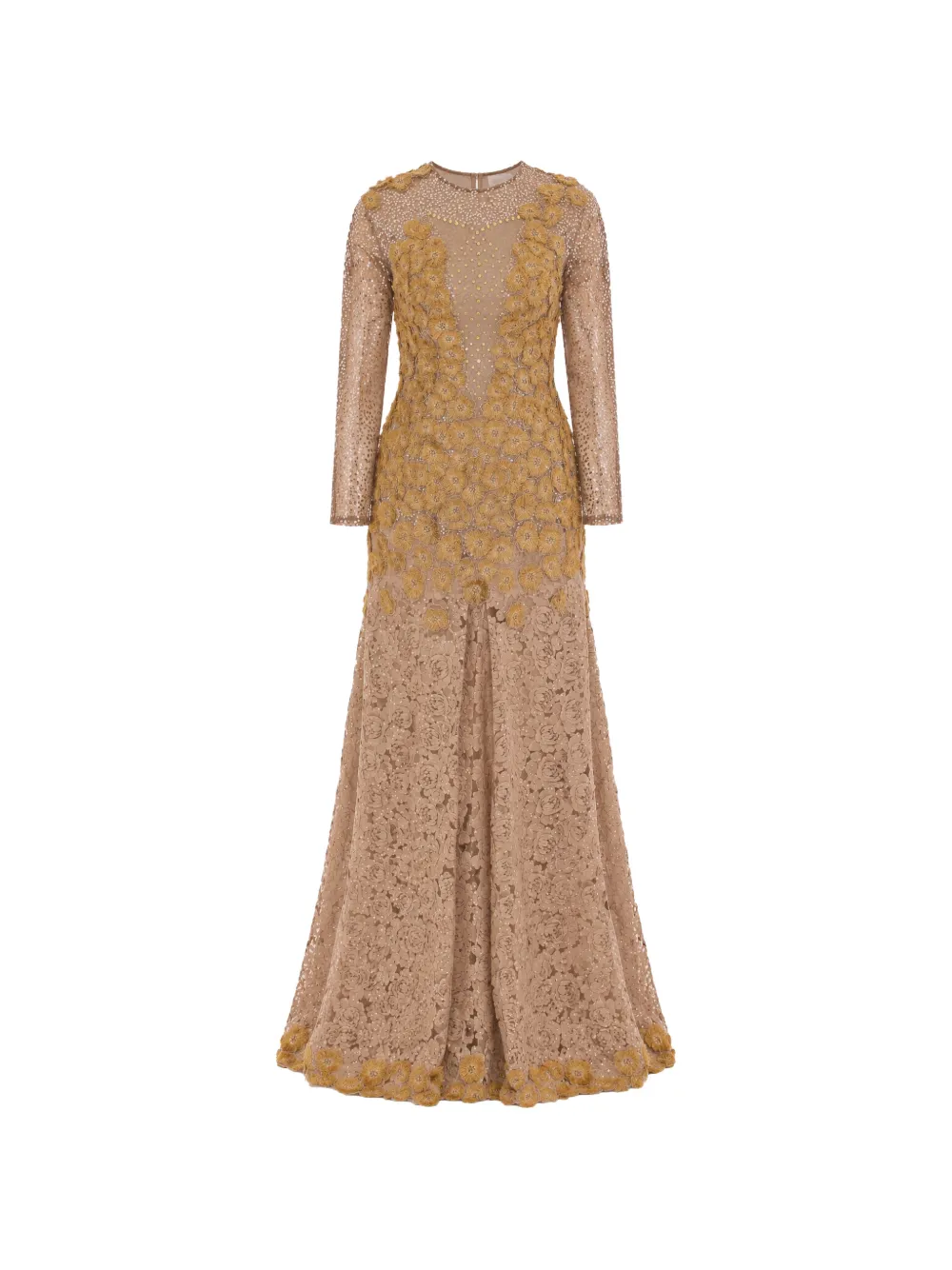 Lanre Da Silva Ajayi crystal-embellished floral-lace gown