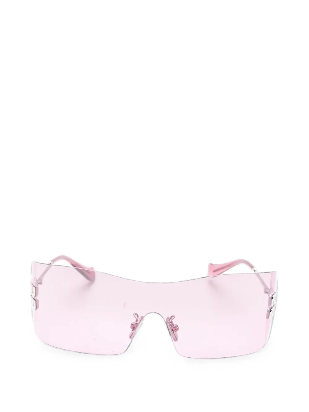 Miu Miu Eyewear logo-plaque rimless sunglasses - Rosa