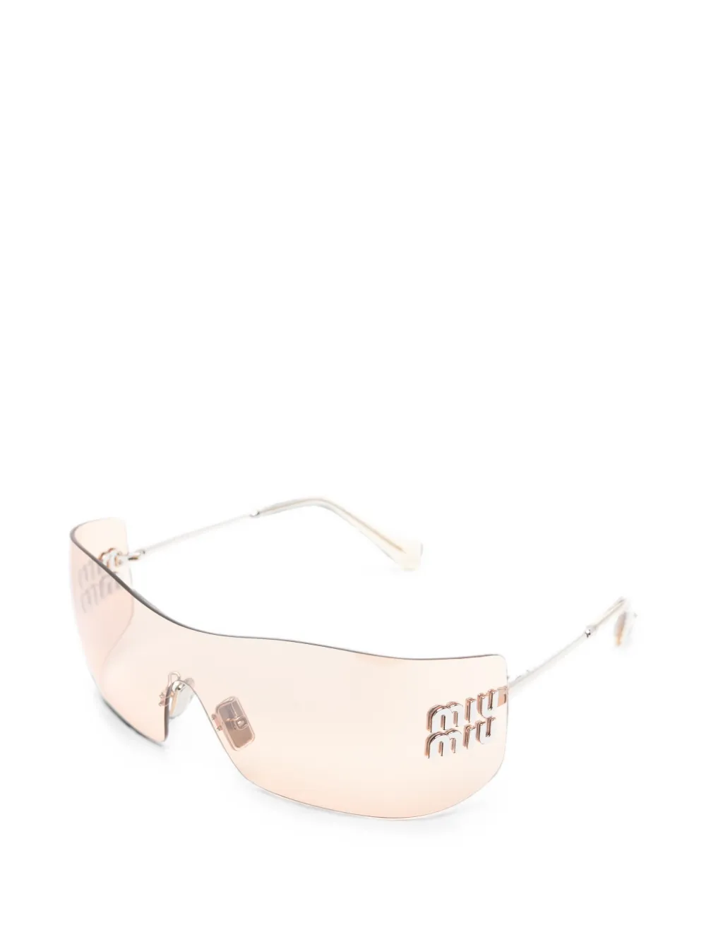 Miu Eyewear Zonnebril met randloos montuur en logoplakkaat Zilver