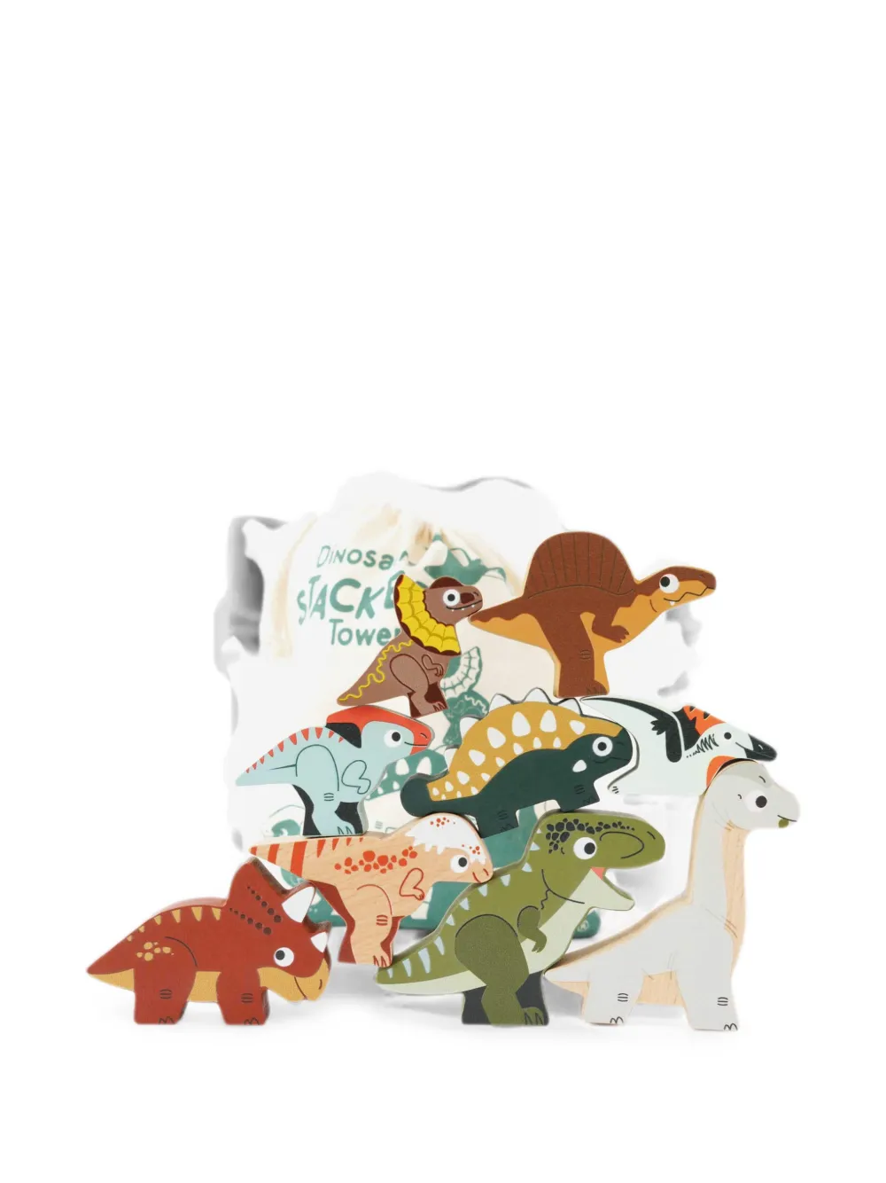 Le Toy Van Jurassic stacking dinossaurs and bag (set of nine) - Nude