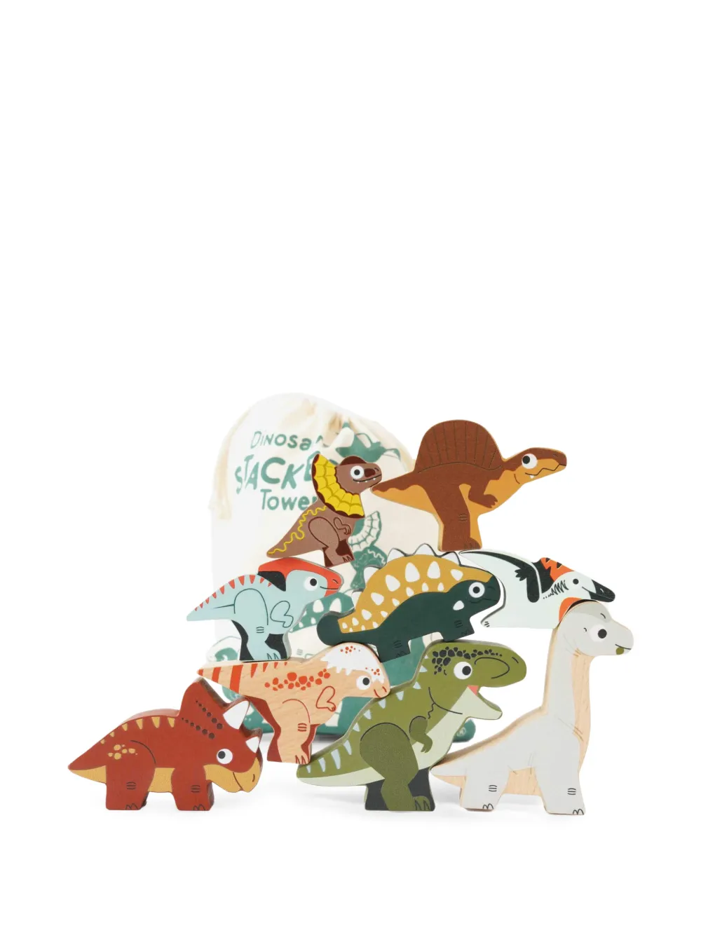 Le Toy Van Jurassic stacking dinossaurs and bag (set of nine) - Toni neutri