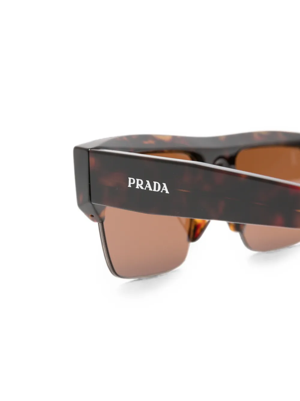 Prada Eyewear Zonnebril met rechthoekig montuur Bruin
