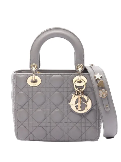 Christian Dior Pre-Owned bolso satchel My ABCDIOR Lady Dior pequeño de piel de borrego con motivo Cannage 2010-2026
