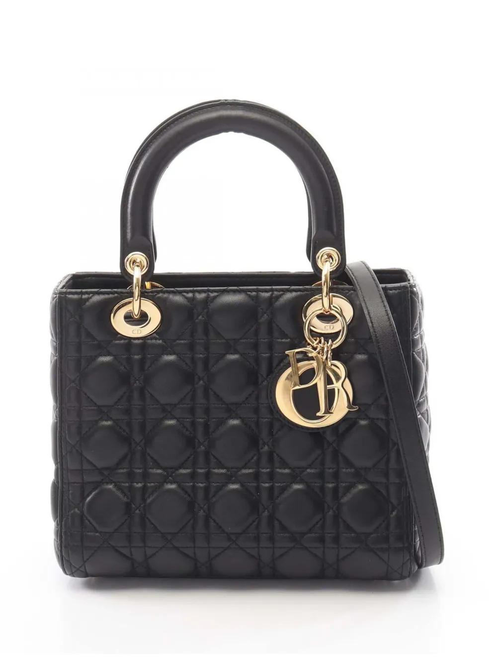 Christian Dior Pre-Owned 2010-2026 Medium Lambskin Cannage Lady Dior satchel - Black