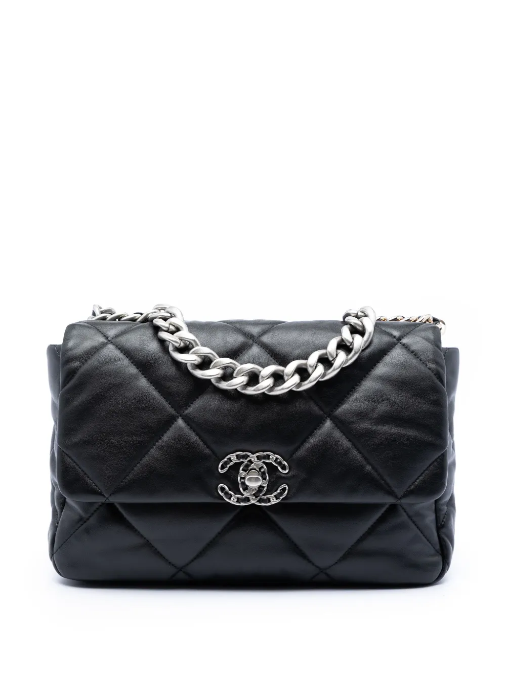 CHANEL Pre-Owned 2021-2026 Large Lambskin 19 Flap satchel - Nero