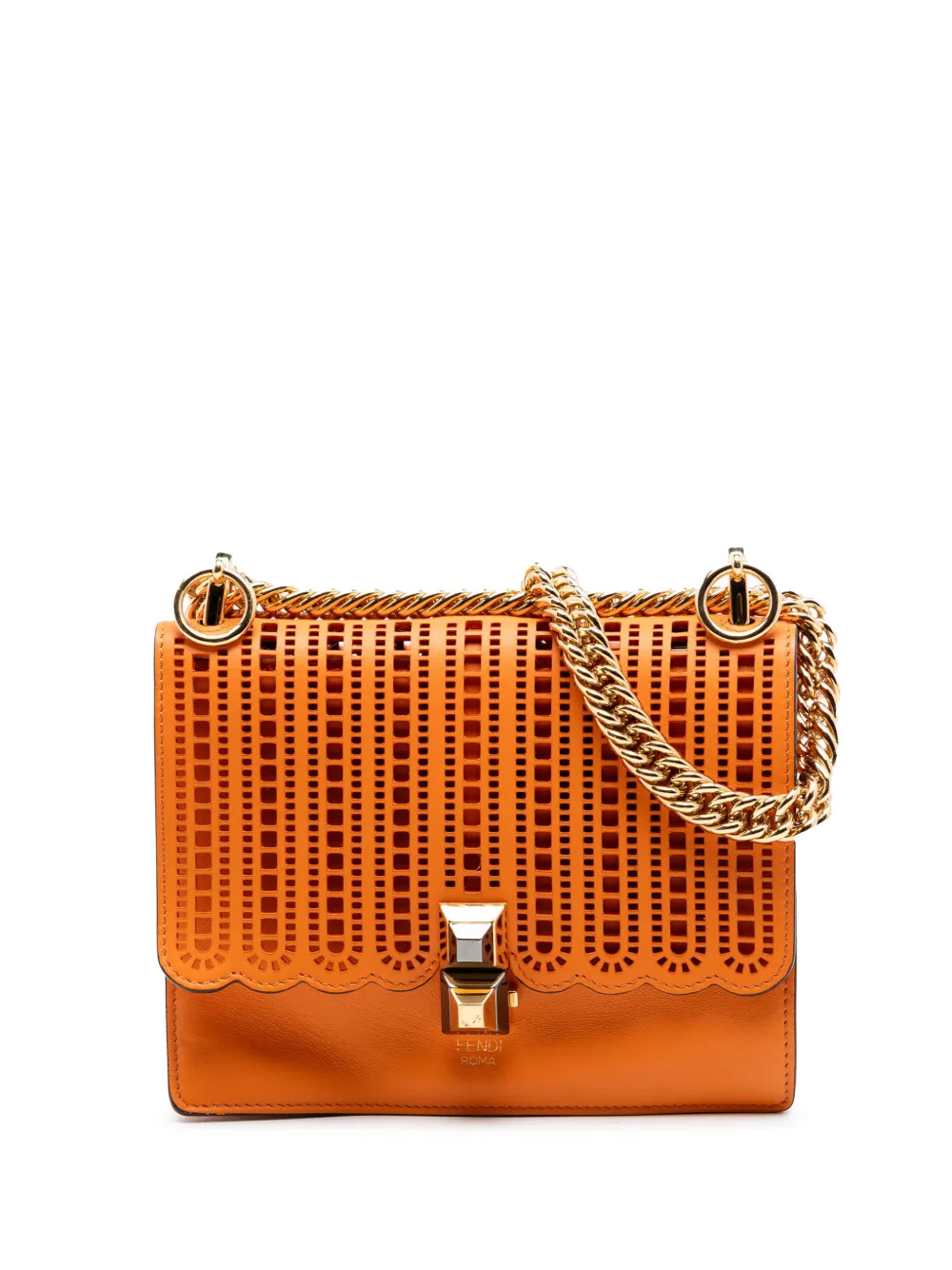 Fendi Pre-Owned 2010-2026 Small Vitello Grace Openwork Kan I crossbody bag - Arancione