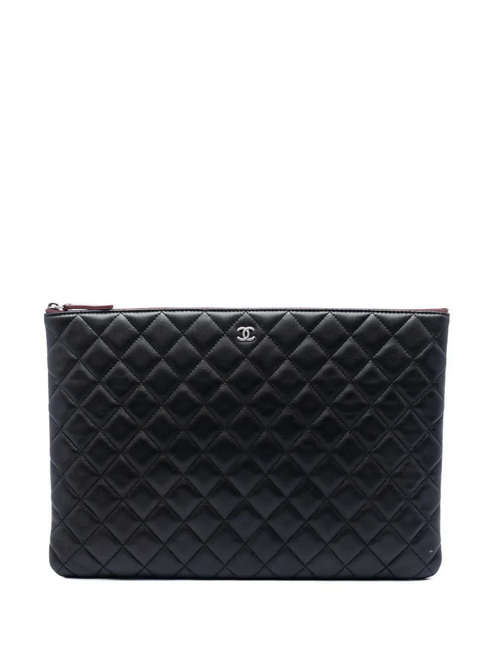 CHANEL Pre-Owned 2013-2014 Large Quilted Lambskin O Case clutch bag - Black