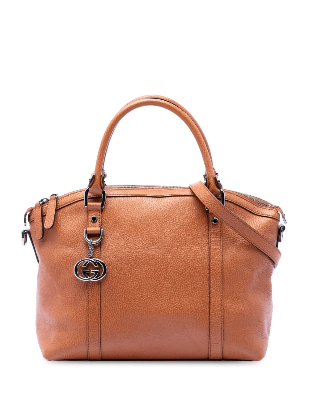 Gucci Pre-Owned 2016-2026 Medium Calfskin GG Charm Dome satchel - Marrone