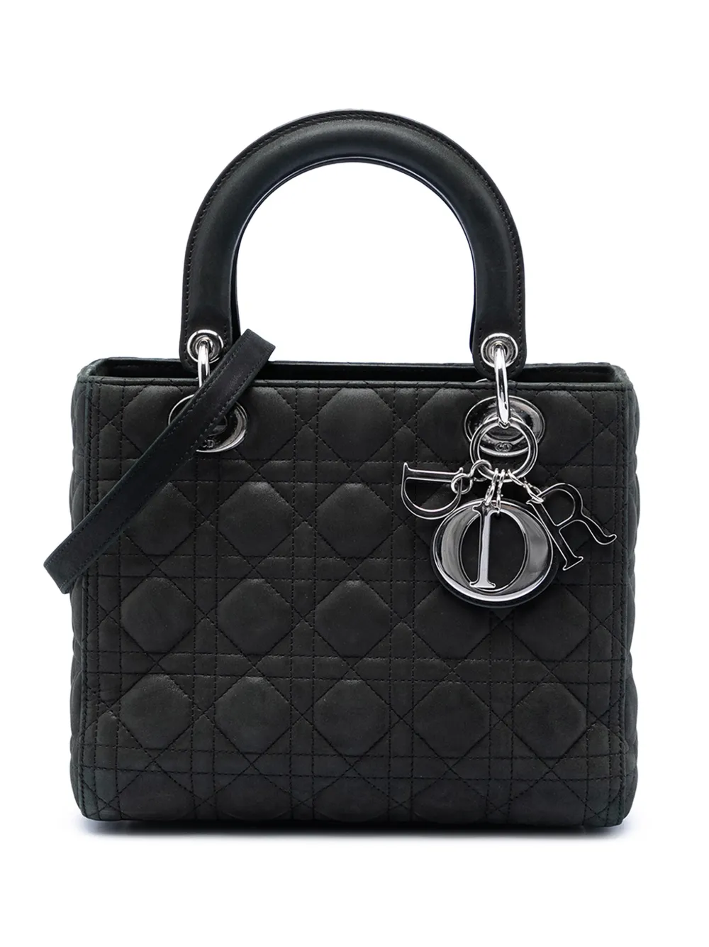 Christian Dior Pre-Owned 2015 Medium Iridescent Lambskin Cannage Lady Dior satchel - Black