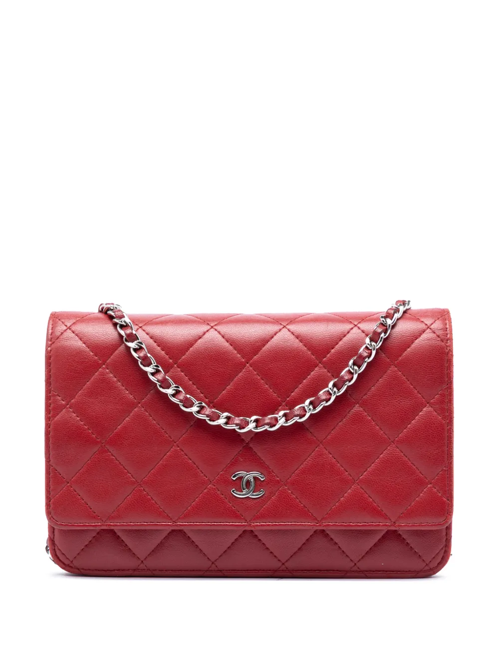 CHANEL Pre-Owned 2014 CC Quilted Lambskin Wallet on Chain crossbody bag - Rot