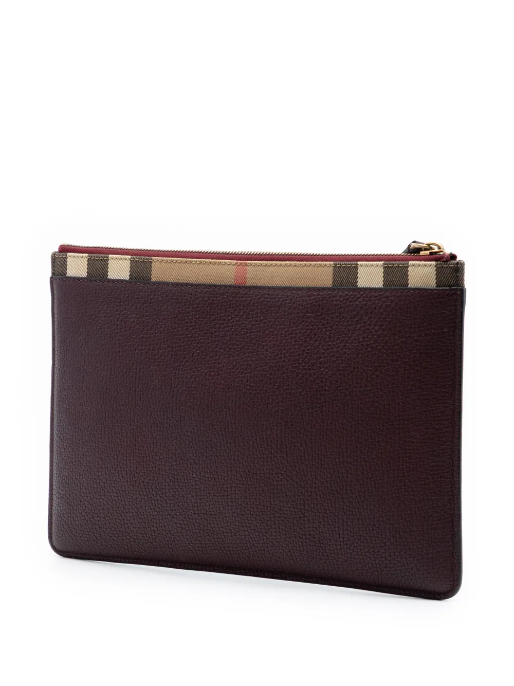  Burberry Pre-owned Clutch In Tela Con Motivo House Check E Finiture In Pelle Di Vitello Pieno Fiore E Con Zip 2000-2017 - Rosso 