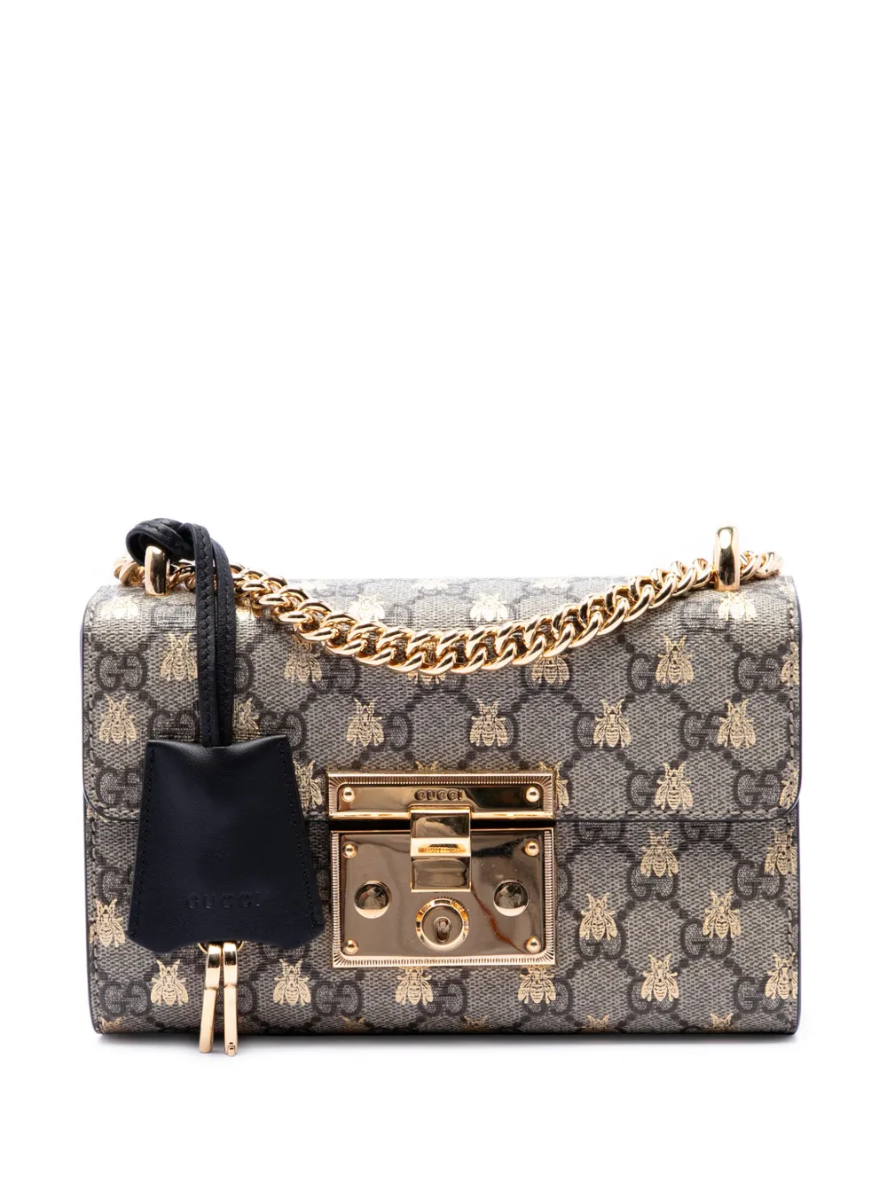 Gucci Pre-Owned 2016-2026 Small GG Supreme Bee Padlock crossbody bag - Nero