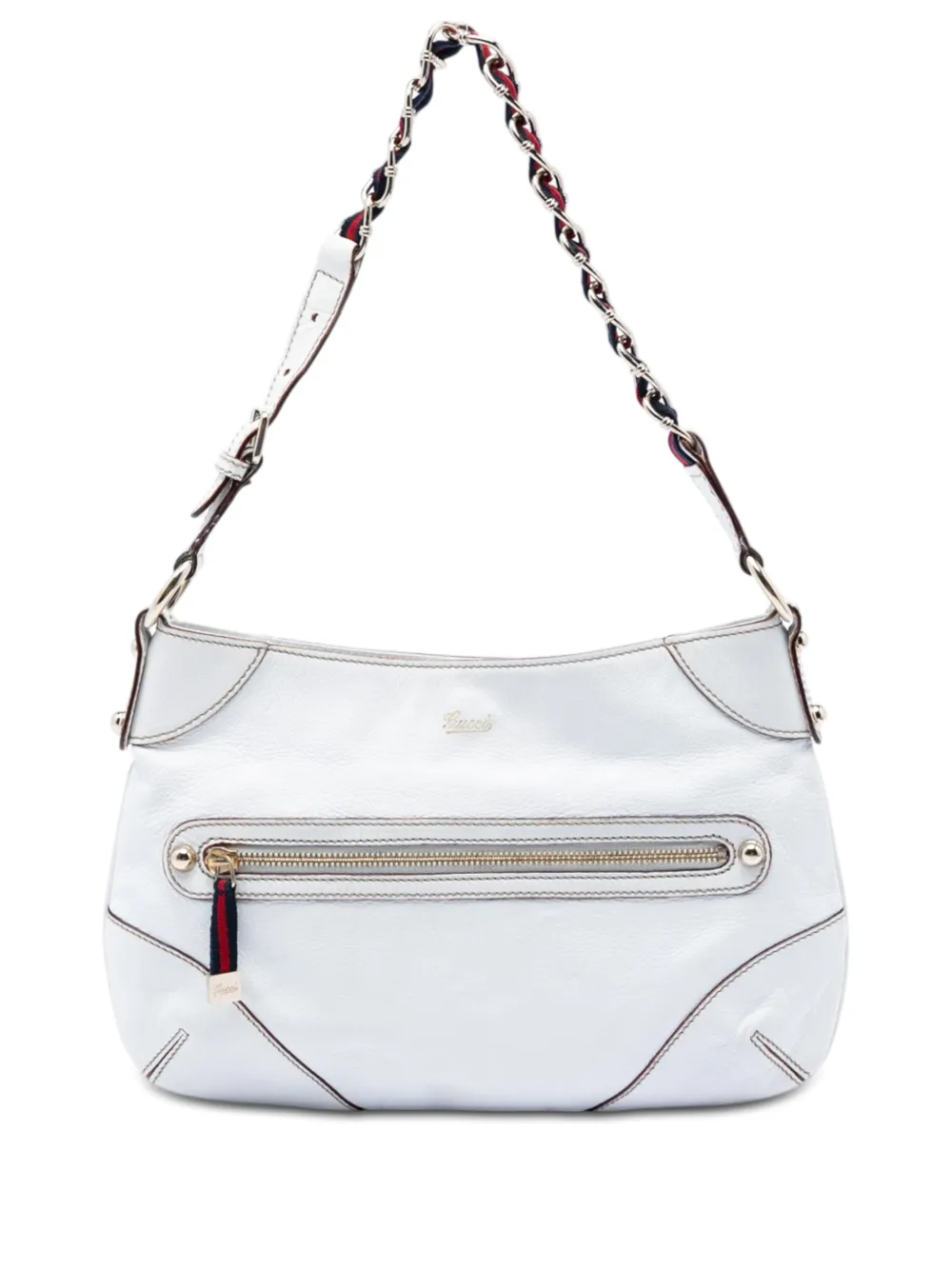 Gucci Pre-Owned 2000-2015 Calfskin Web Capri Ranch Kid shoulder bag - Bianco