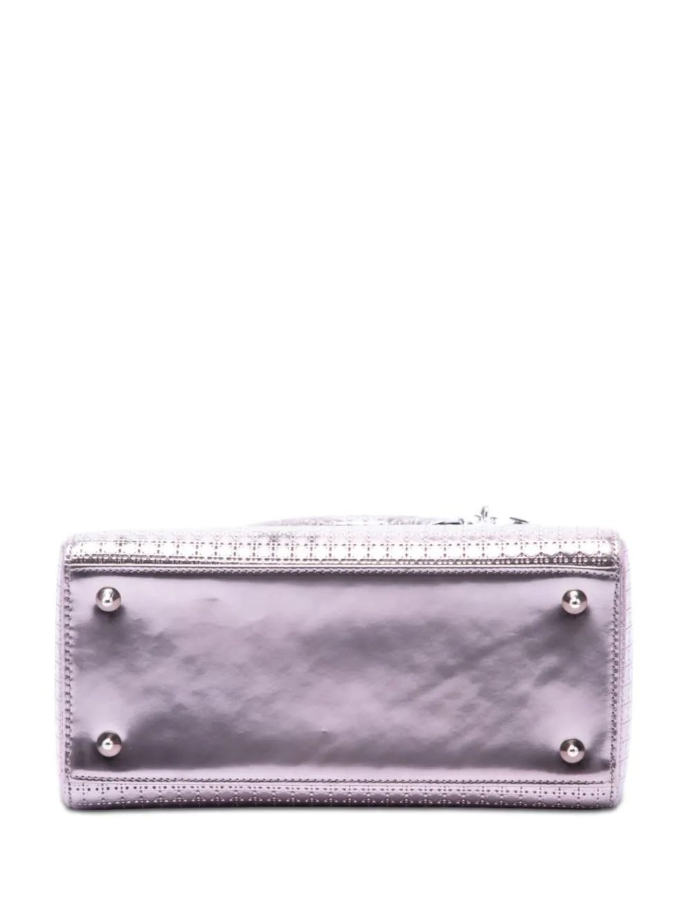 Dior Pre-owned 2015 Medium Metallic Patent Microcannage Lady Dior Satchel in Purple, view 4