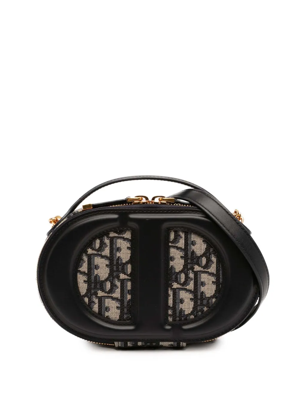 Christian Dior Pre-Owned 2023 Leather and Oblique Canvas CD Oval Camera Bag satchel - Black