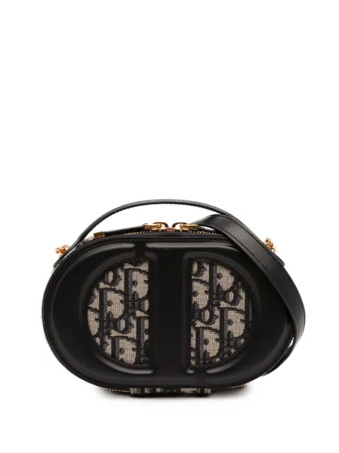 Christian Dior Pre-Owned bolsa satchel cámara de lona Oblique y piel con logo CD ovalado 2023