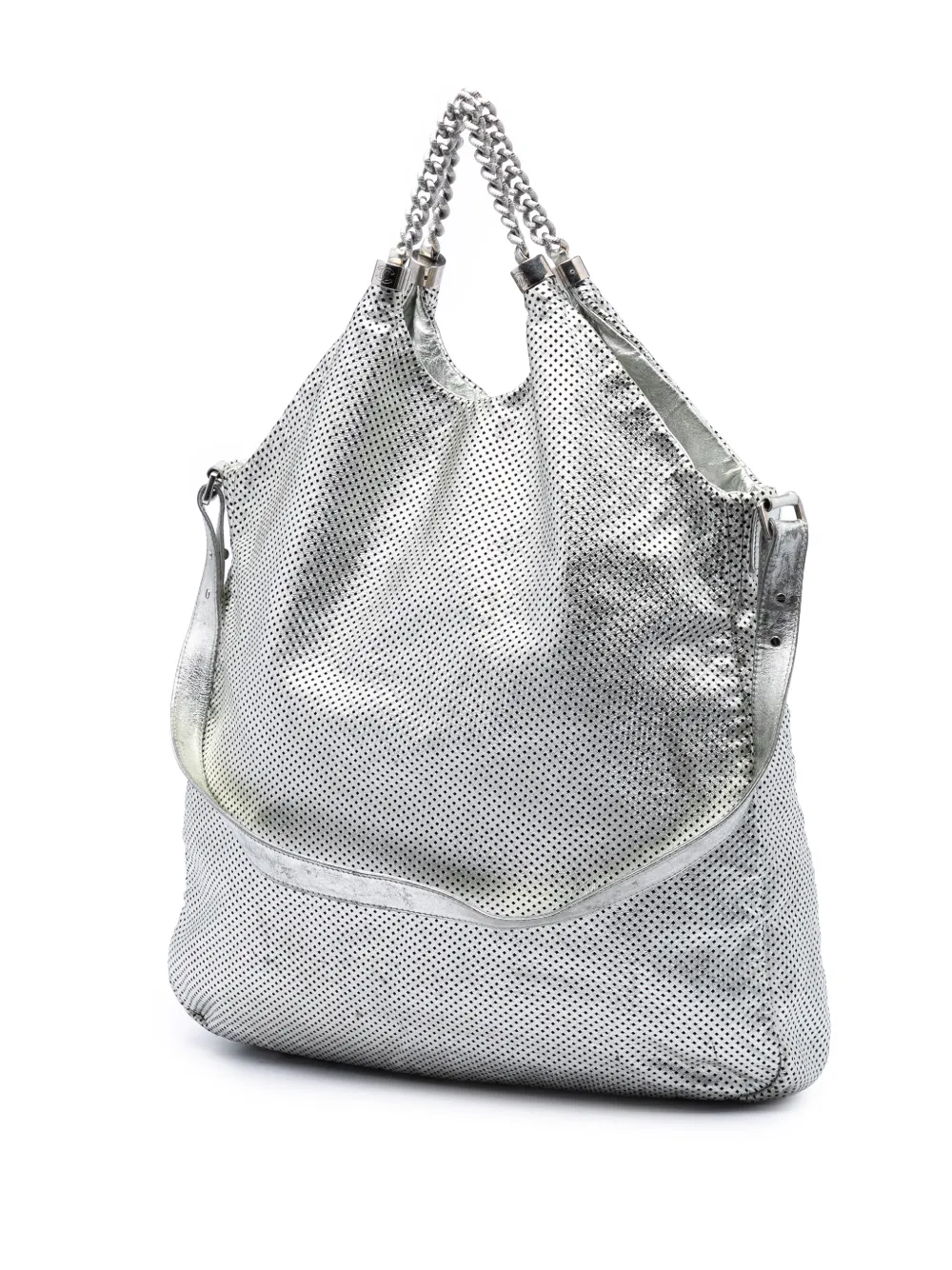  Chanel Pre-owned Borsa A Tracolla Rodeo Drive Grande In Pelle Di Vitello Metallizzata Con Finitura Lucida 2008-2009 - Argento 