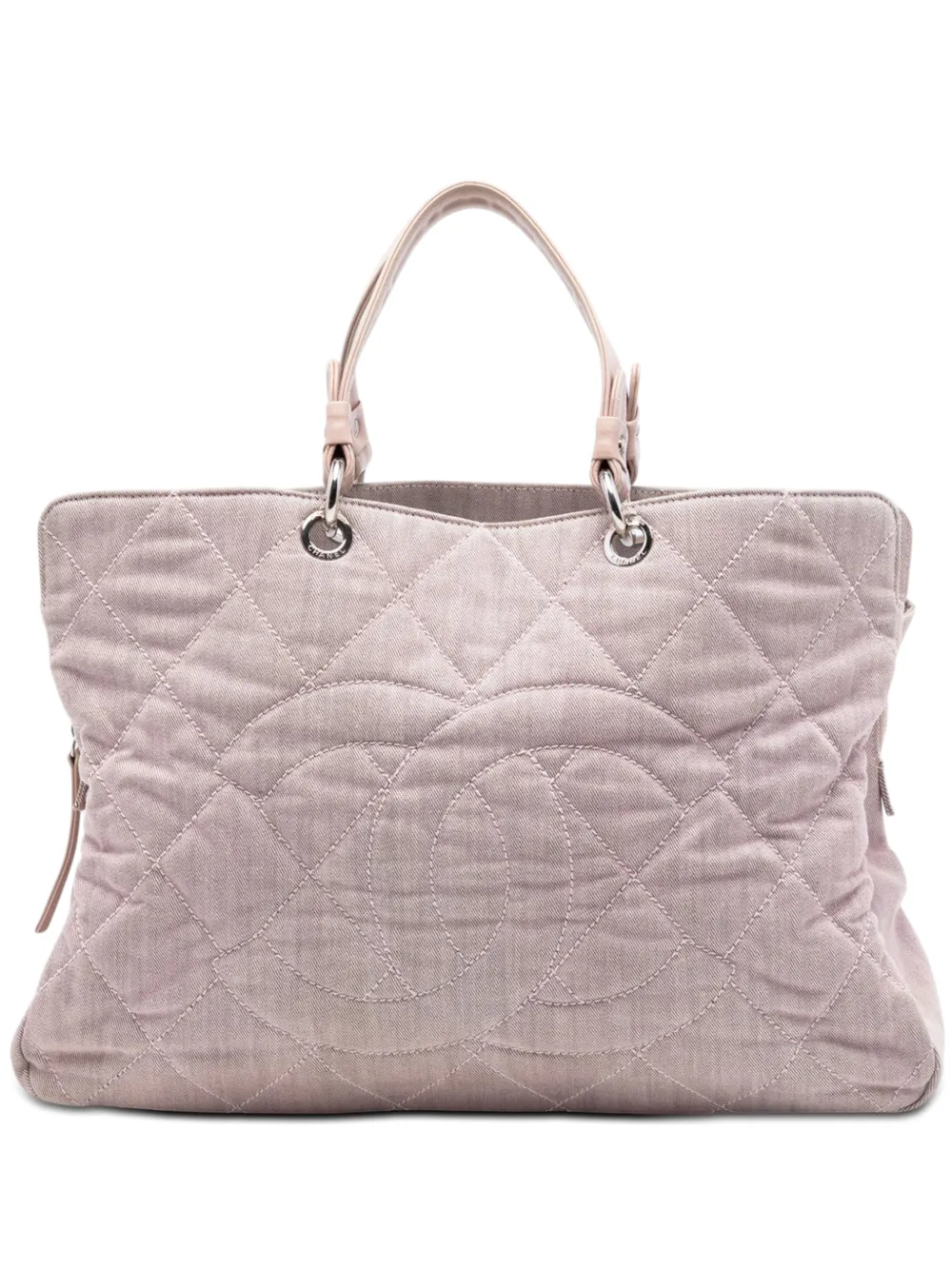 CHANEL Pre-Owned 2008-2009 Large CC Quilted Denim tote bag - Rosa