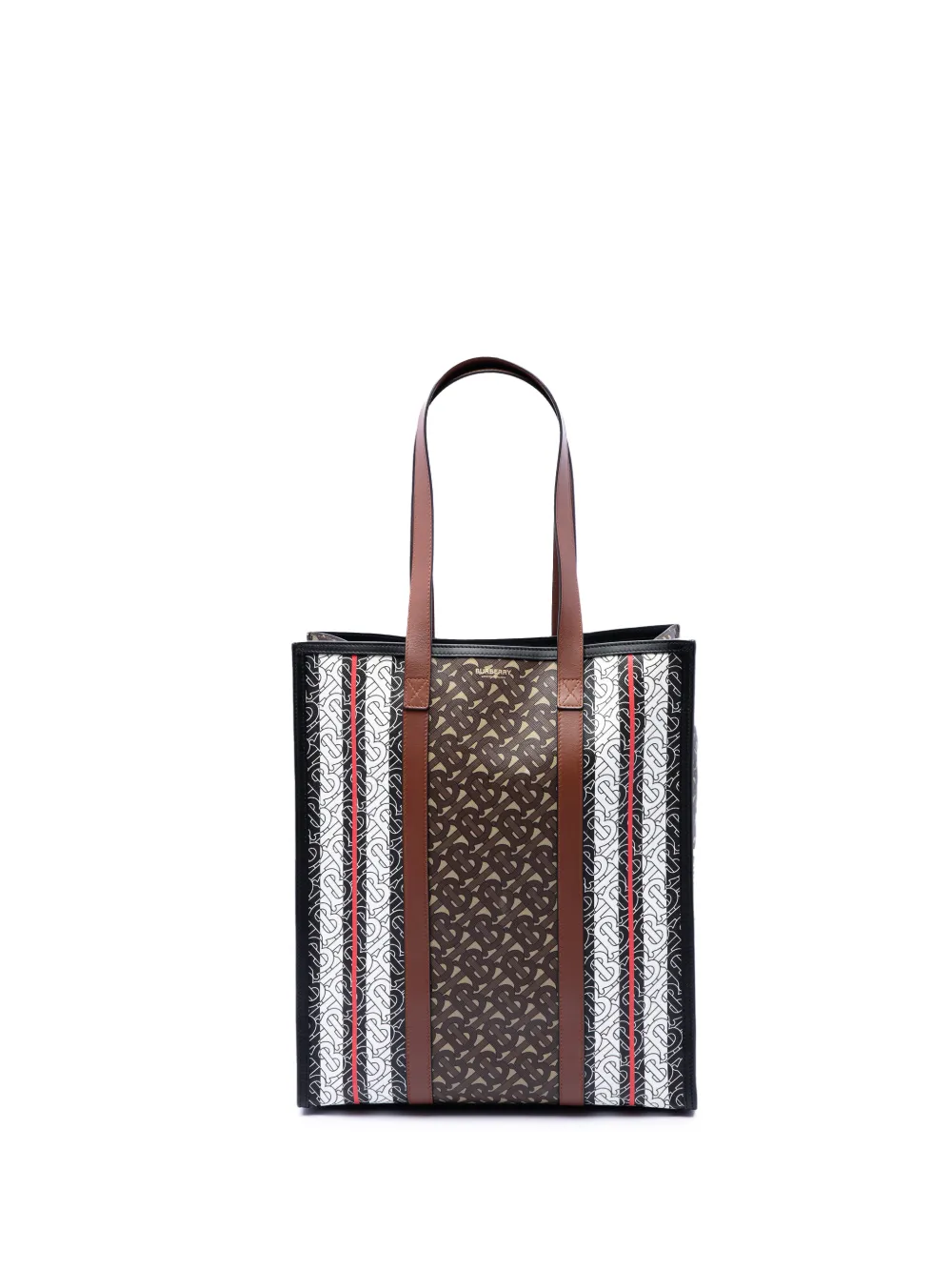 Burberry Pre-Owned 2018-2026 TB Monogram E-Canvas Stripe Vertical tote bag - Marrone