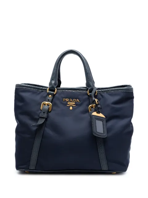 Prada Pre-Owned 2013-2026 Vitello Daino Trimmed Tessuto satchel