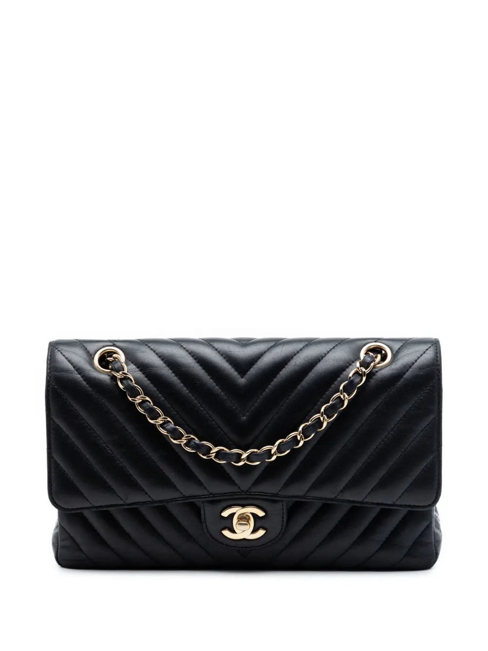 CHANEL Pre-Owned 2018 Medium Classic Chevron Lambskin Double Flap shoulder bag - Nero