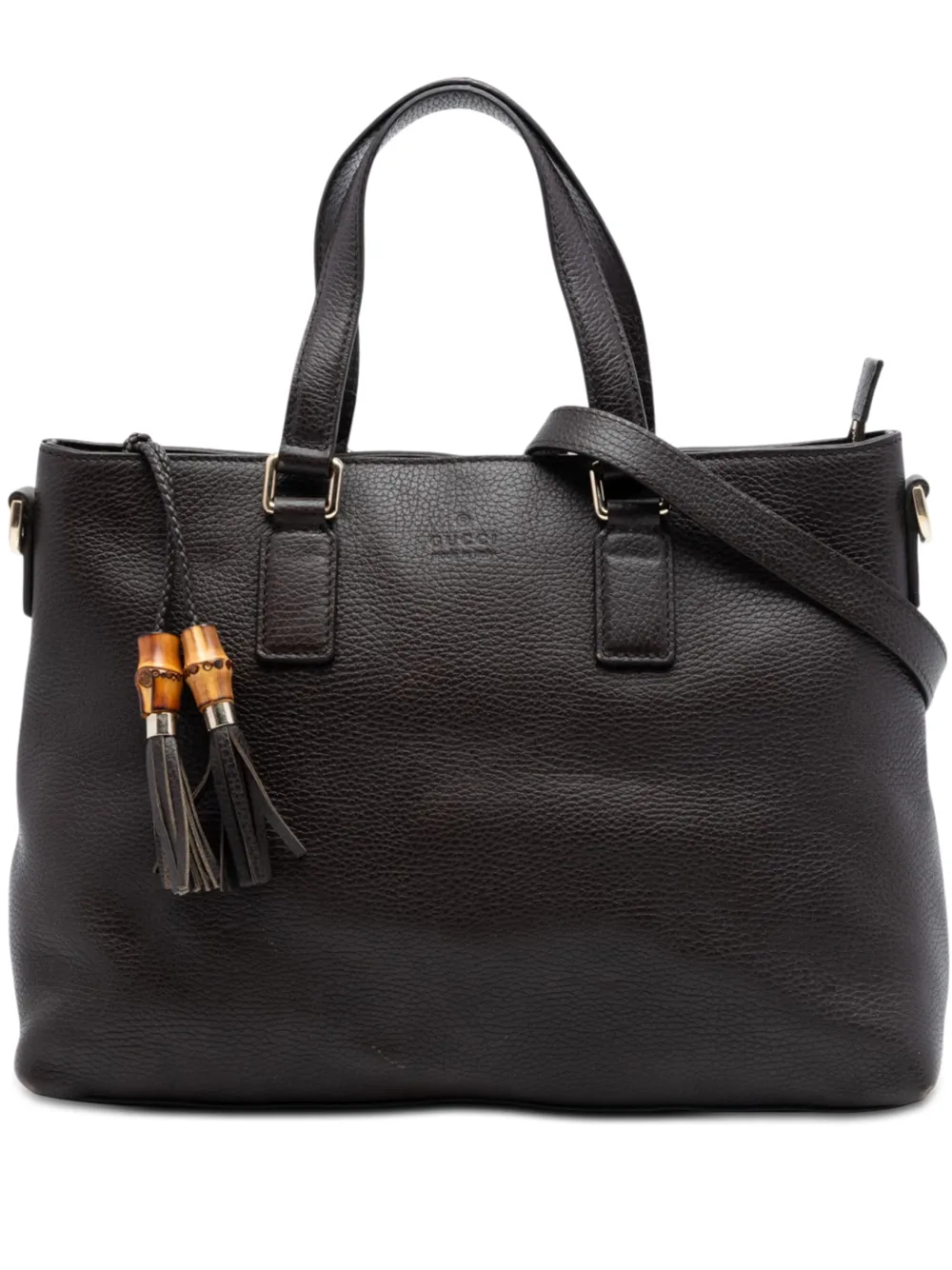 Gucci Pre-Owned 2016-2026 Leather Bamboo Tassel satchel - Marrone