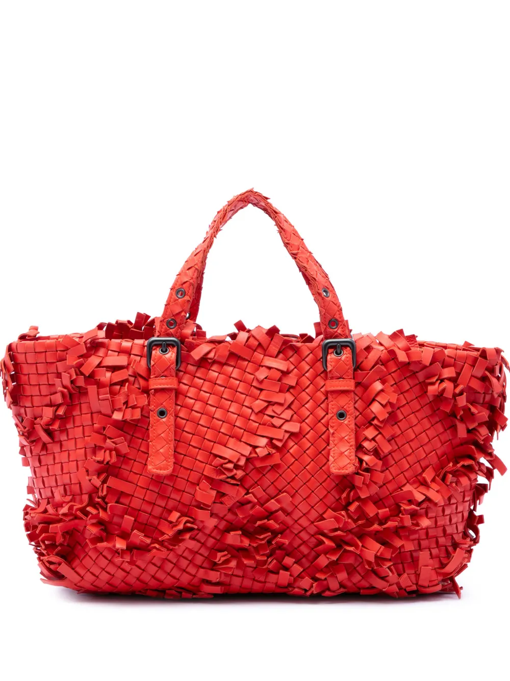 Bottega Veneta Pre-Owned 2011 Nappa Intrecciato Patchwork Lido Fringe tote bag - Orange