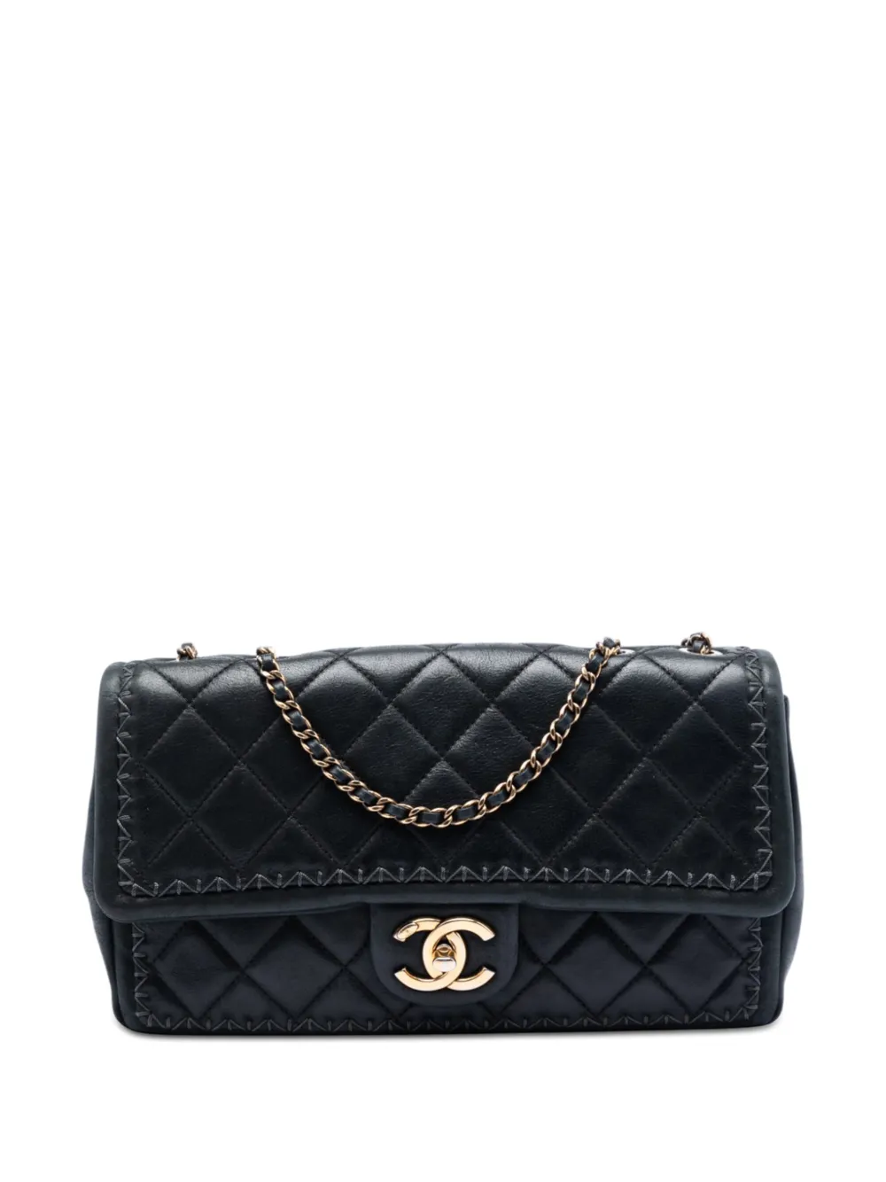 CHANEL Pre-Owned 2015-2016 schillernde Single Flap Schultertasche mit CC-Steppung - Schwarz