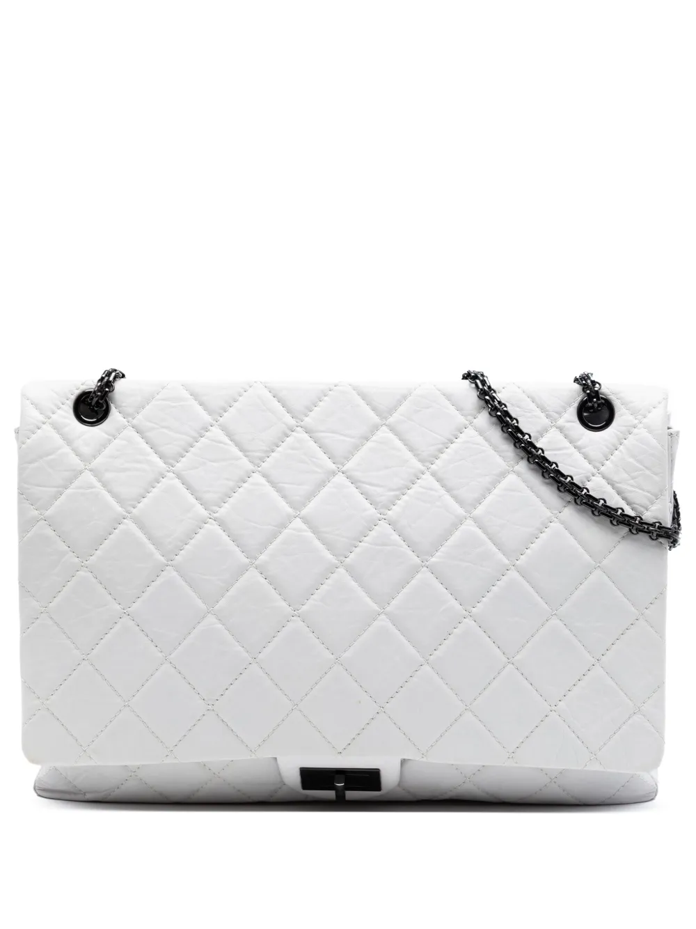 CHANEL Pre-Owned 2008-2009 Maxi Quilted Aged Calfskin Reissue 2.55 Single Flap shoulder bag - Bianco
