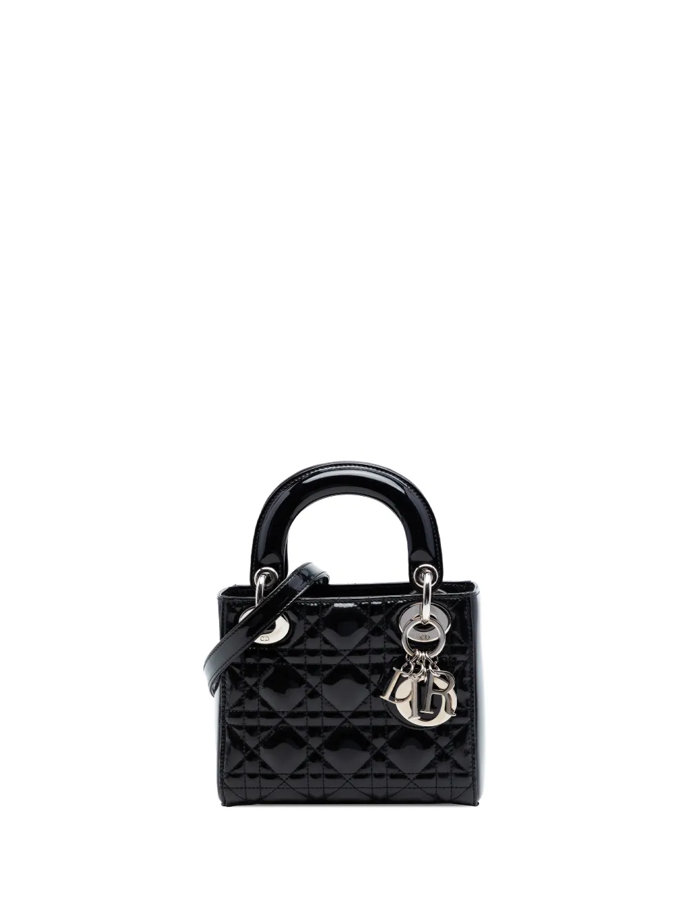 Christian Dior Pre-Owned 2012 Mini Patent Cannage Lady Dior satchel - Black