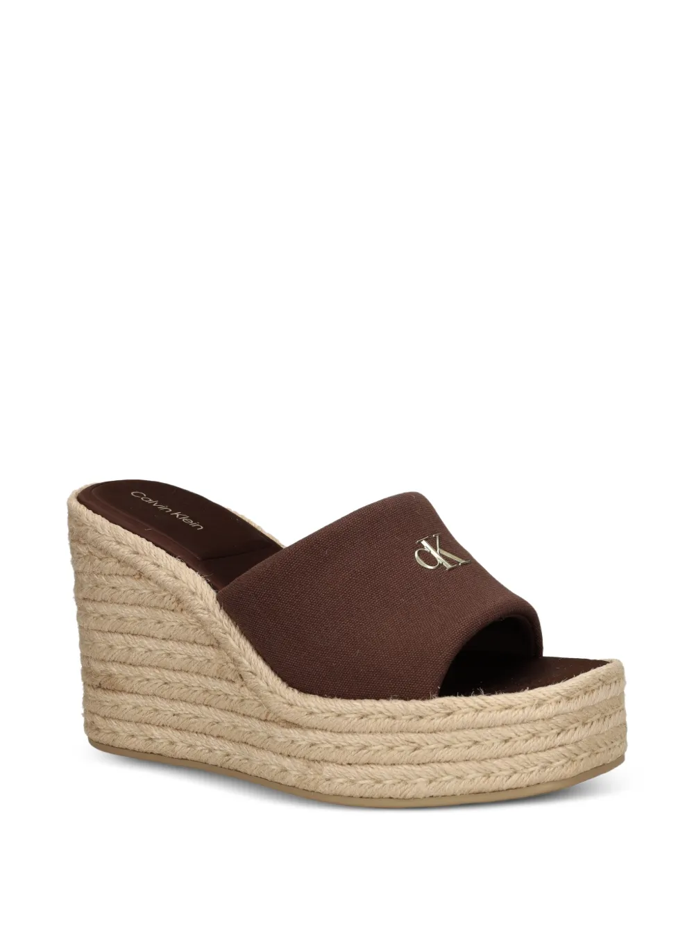 Calvin Klein Espadrilles met logoplakkaat Bruin