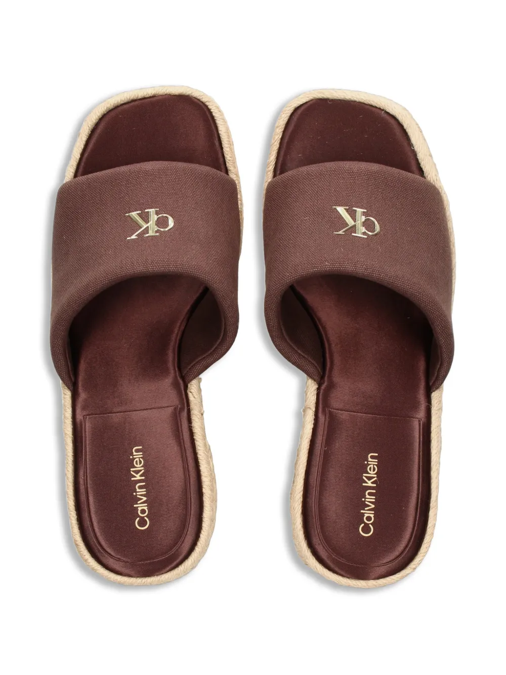 Calvin Klein Espadrilles met logoplakkaat Bruin