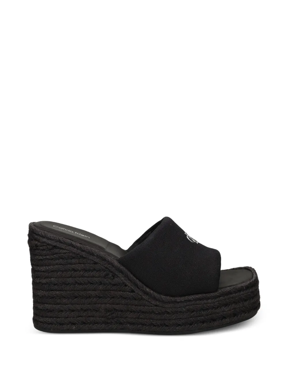Calvin Klein logo-plaque wedge espadrilles Zwart