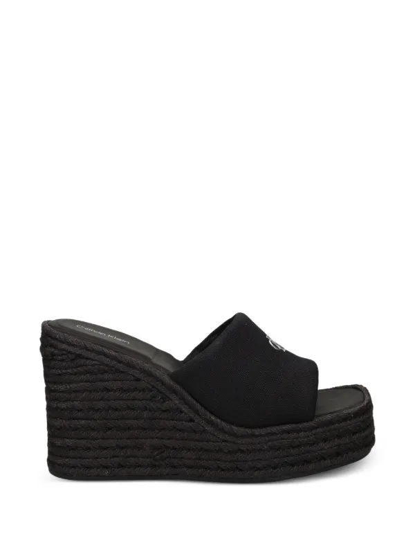 Calvin Klein Logo-plaque Wedge Espadrilles in Black