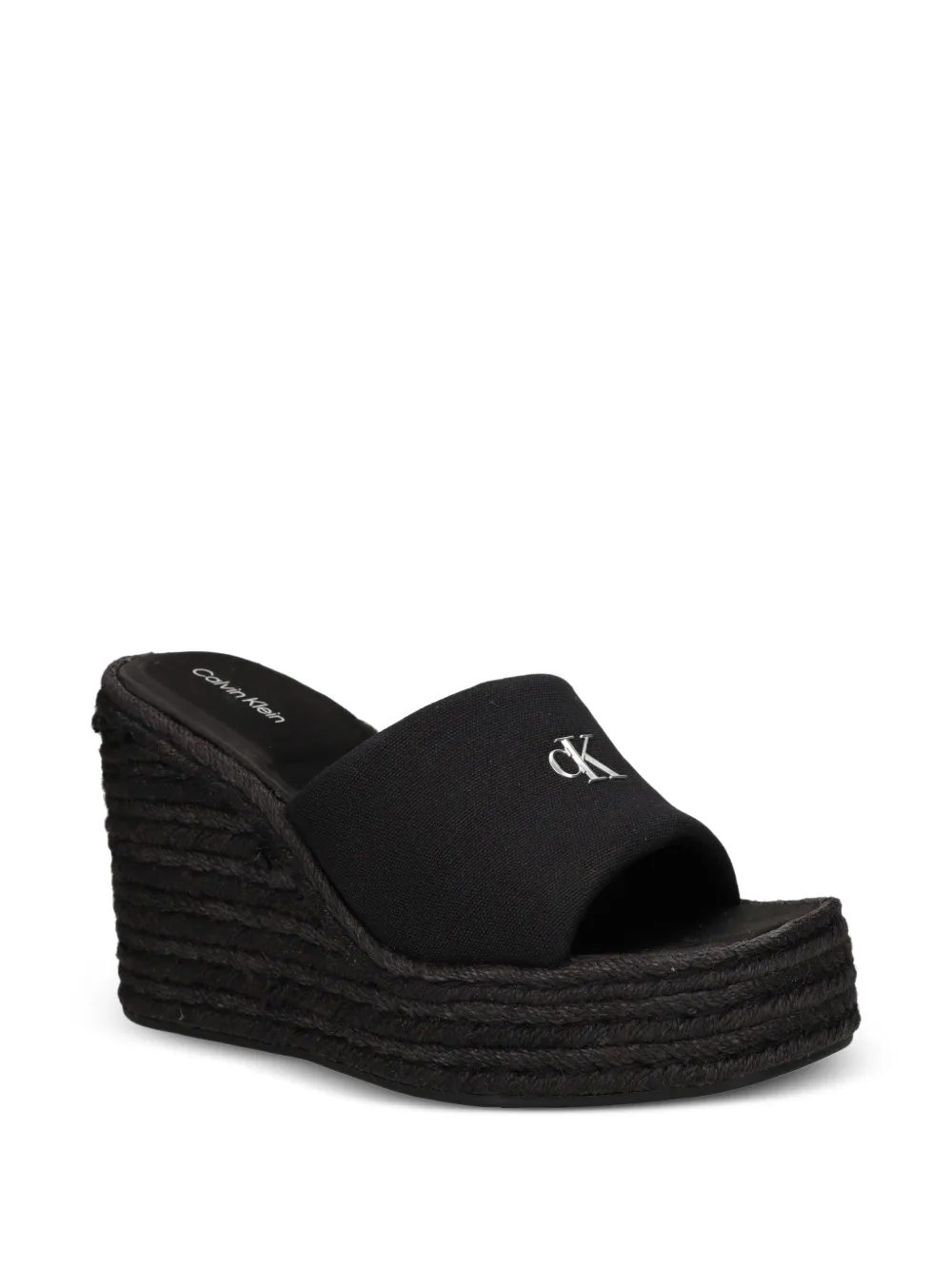 Calvin Klein logo-plaque wedge espadrilles Zwart