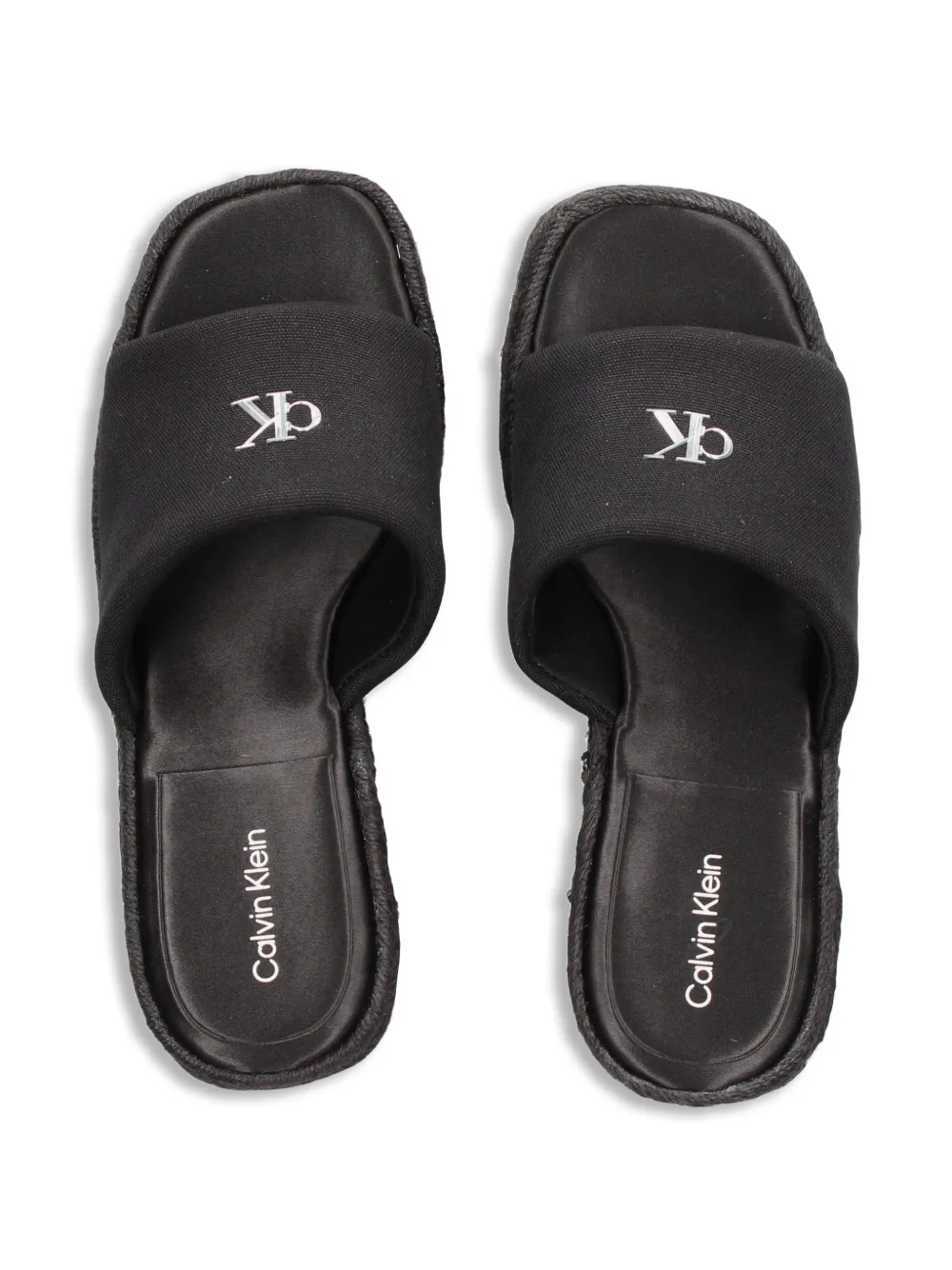 Calvin Klein logo-plaque wedge espadrilles Zwart