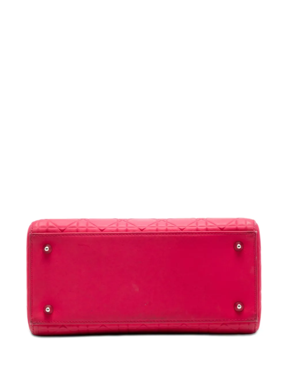 Dior Pre-owned 2013 Medium Ultra Matte Calfskin Cannage Embossed Lady Dior Satchel in Pink, view 4