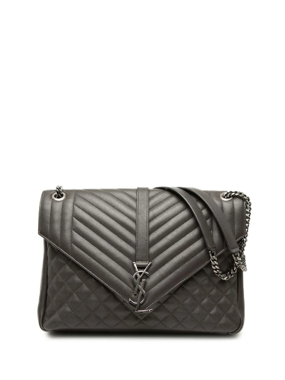 Saint Laurent Pre-Owned 2016 Large Triquilt Sheepskin Monogram College Bag shoulder bag - Grigio