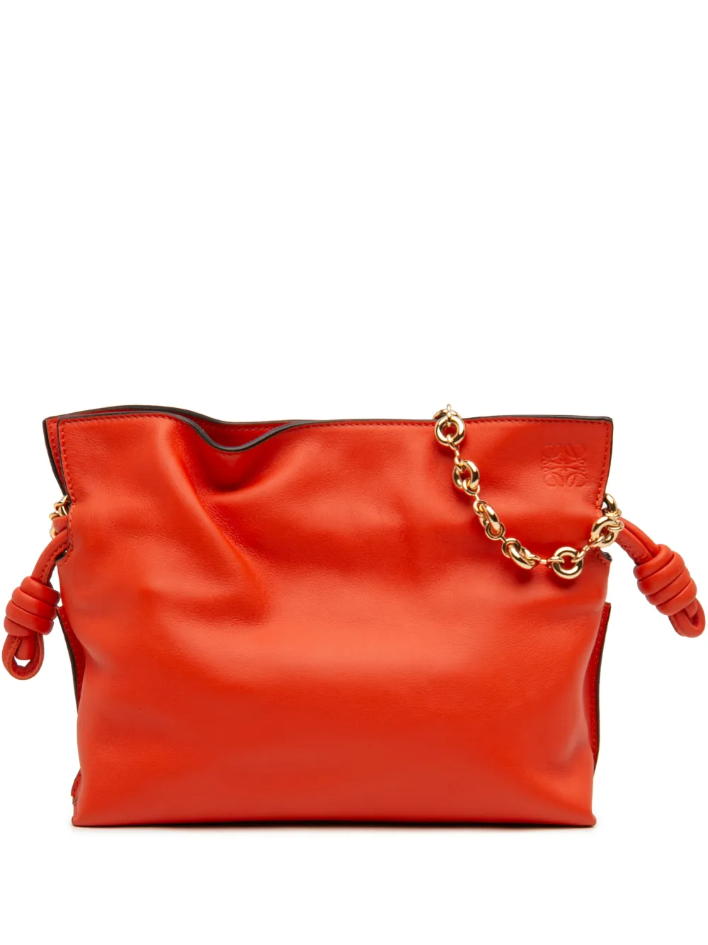 Loewe Pre-Owned 2021 Mini Nappa Flamenco Knot Clutch with Chain shoulder bag - Orange