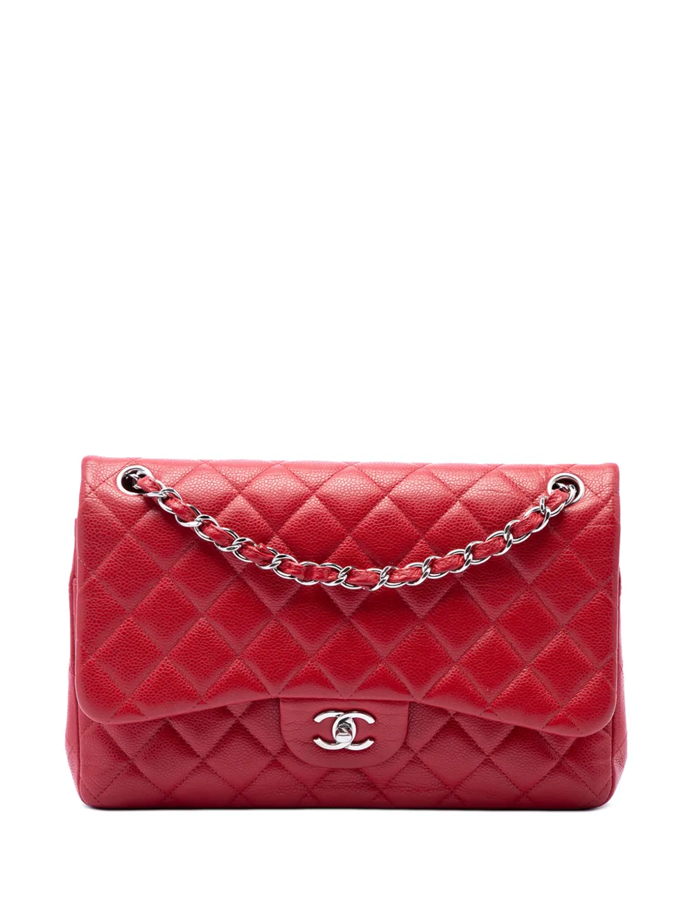 CHANEL Pre-Owned 2014 Jumbo Classic Caviar Double Flap shoulder bag - Rosso