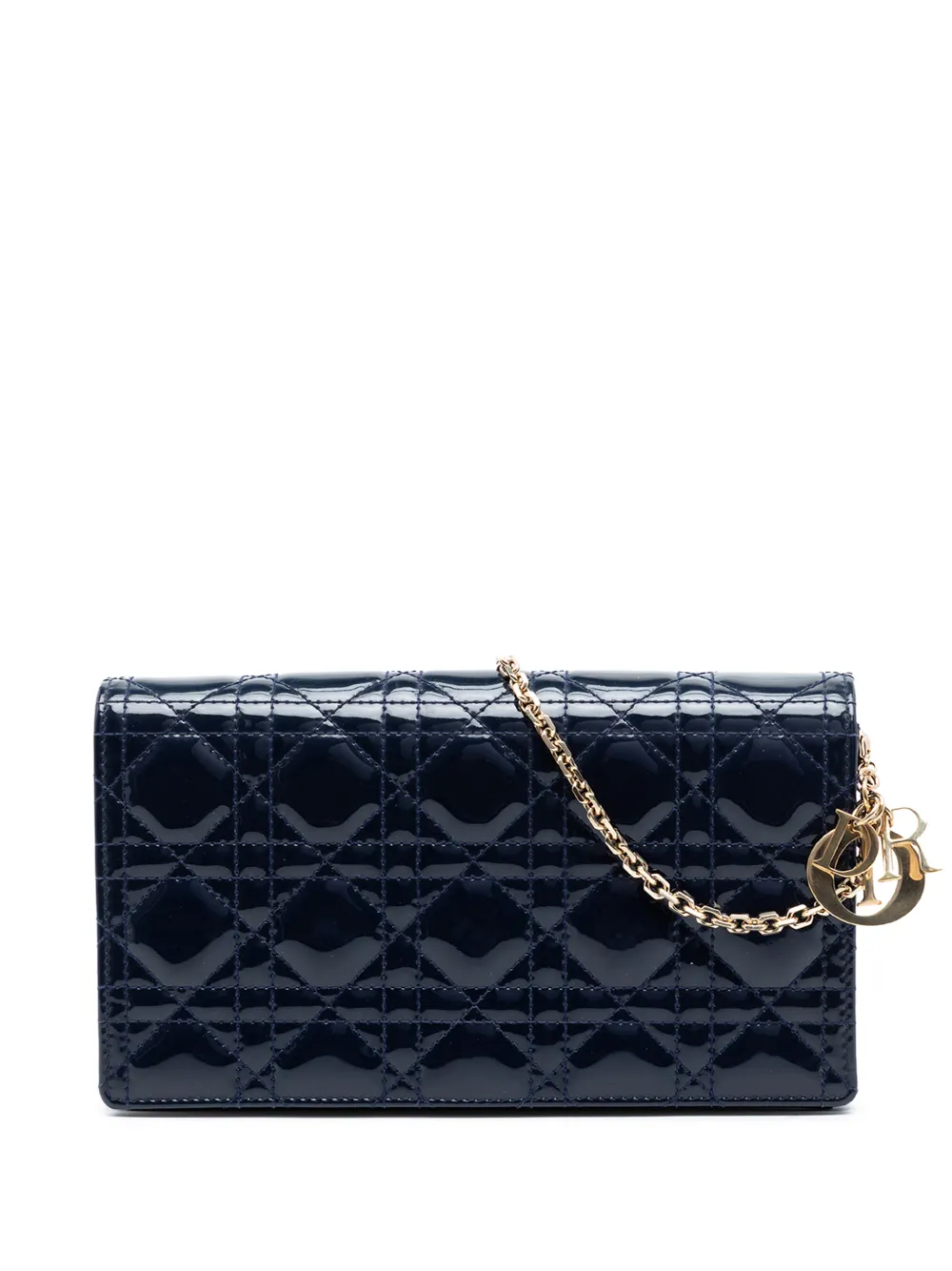 Christian Dior Pre-Owned 2019 Patent Cannage Lady Dior Pouch with Chain crossbody bag - Blue
