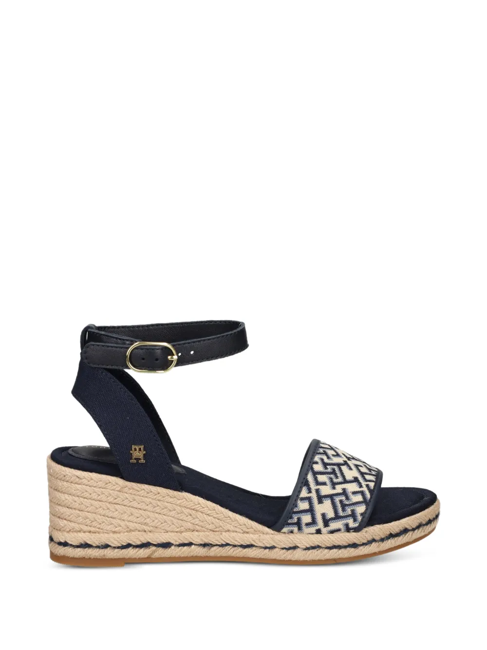 Tommy Hilfiger Sandalen met monogram-patroon en sleehak Blauw